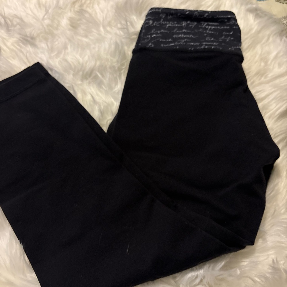 Lululemon Athletica Black Capris with Script Waistband